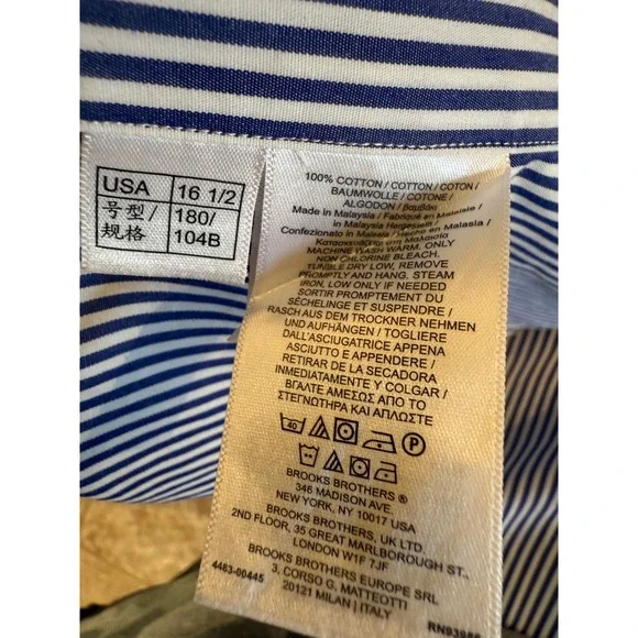 Brooks Brothers Madison Supima Cotton Striped Button Down‎ Shirt Mens 16 1/2 -33 - Picture 4 of 8